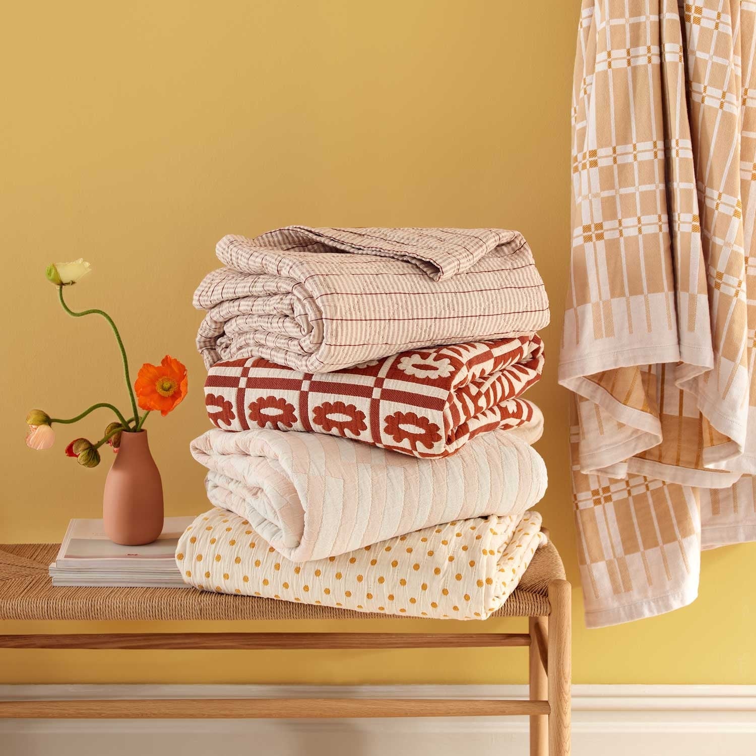 Diamond Ticking Quilt::diamond ticking olive::hover