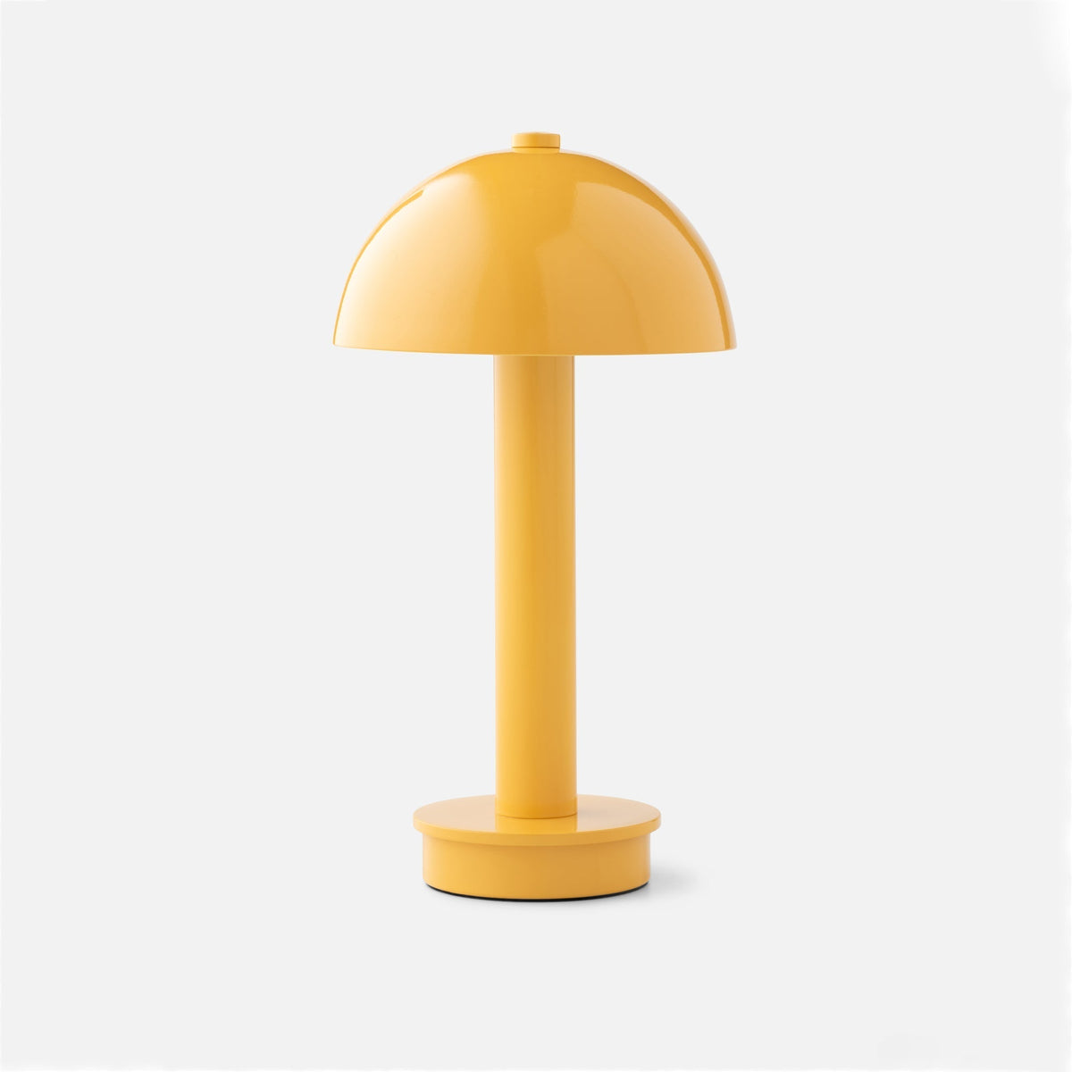Front view of the chamomile-gloss Sidnie Portable Lamp showcasing its mushroom shape on a white background