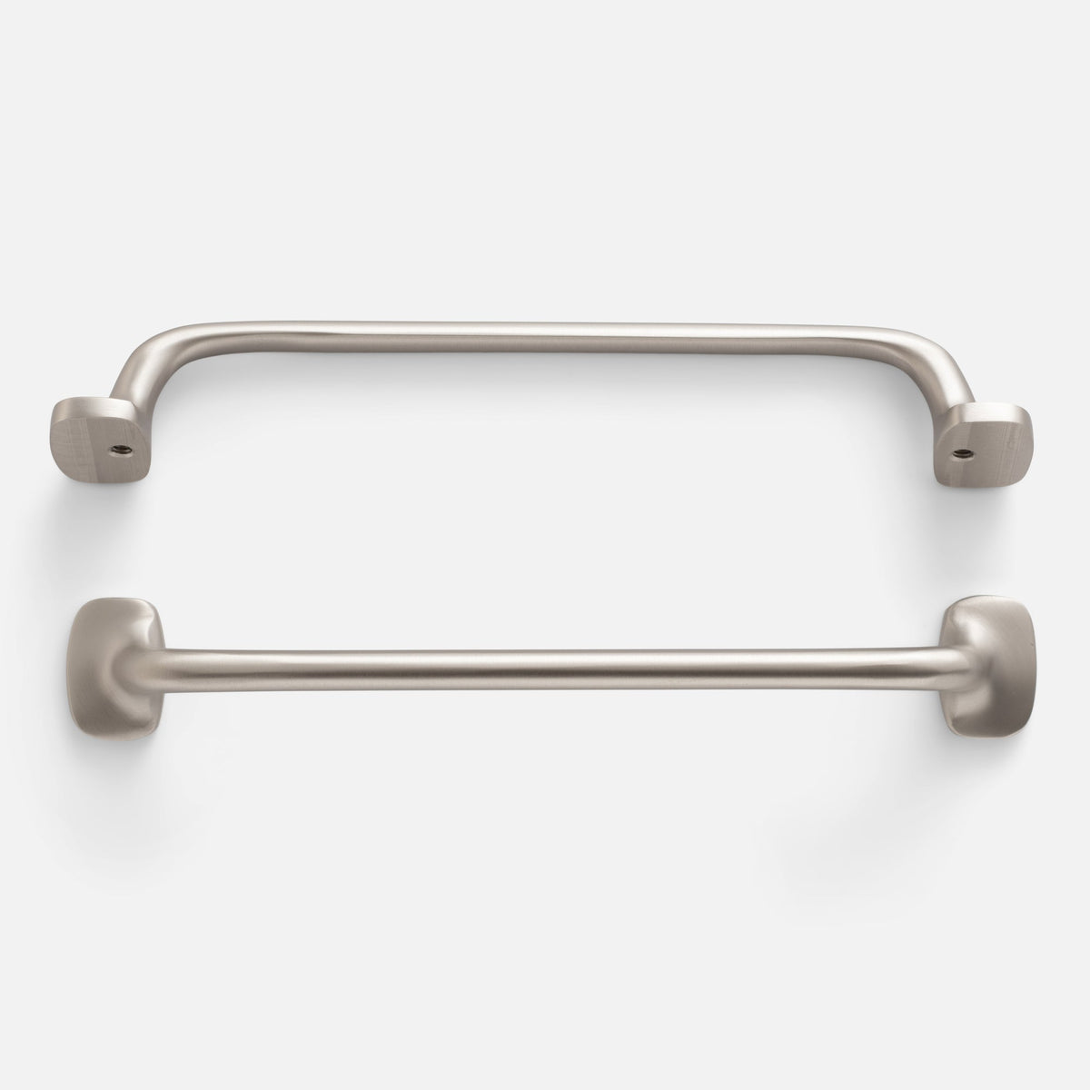 Front and alternate views of the Hazel Pull showcasing its satin nickel finish on a white background
