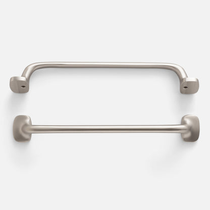 Front and alternate views of the Hazel Pull showcasing its satin nickel finish on a white background