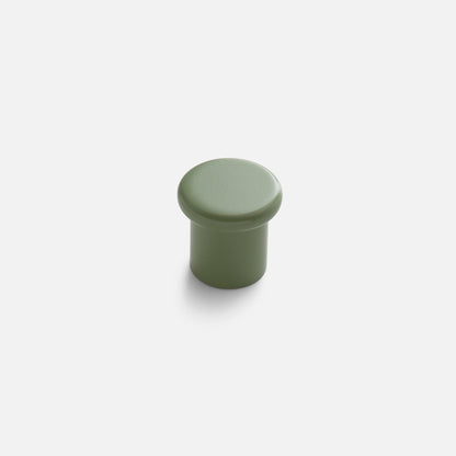 Front view of the Remy Knob showcasing its rounded green pull and cylindrical base against a white background