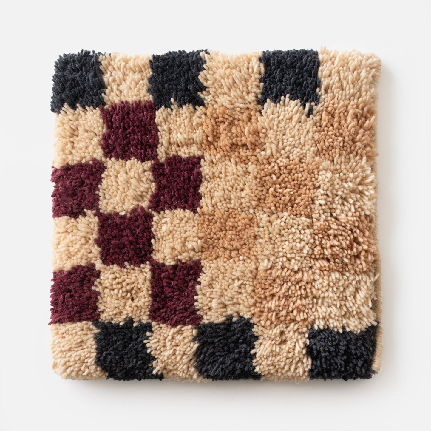 Butterscotch checkered wool shag swatch