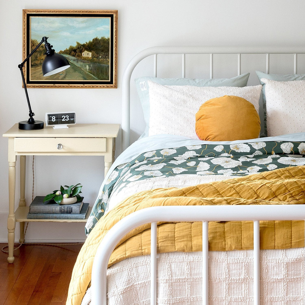 Front view of Channeled Cotton Quilt showcasing its channeled cotton texture on a neatly made bed